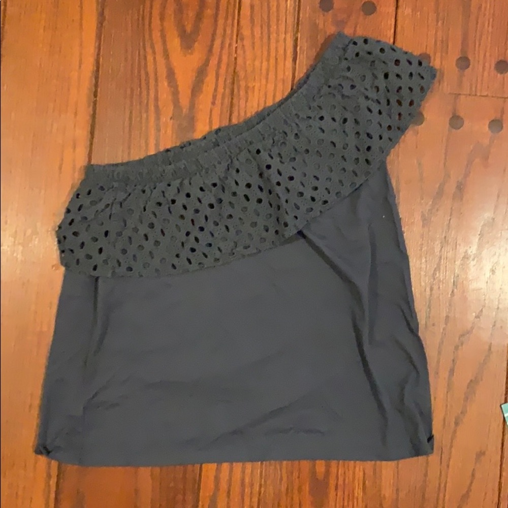 Loft one shoulder crochet and cotton top